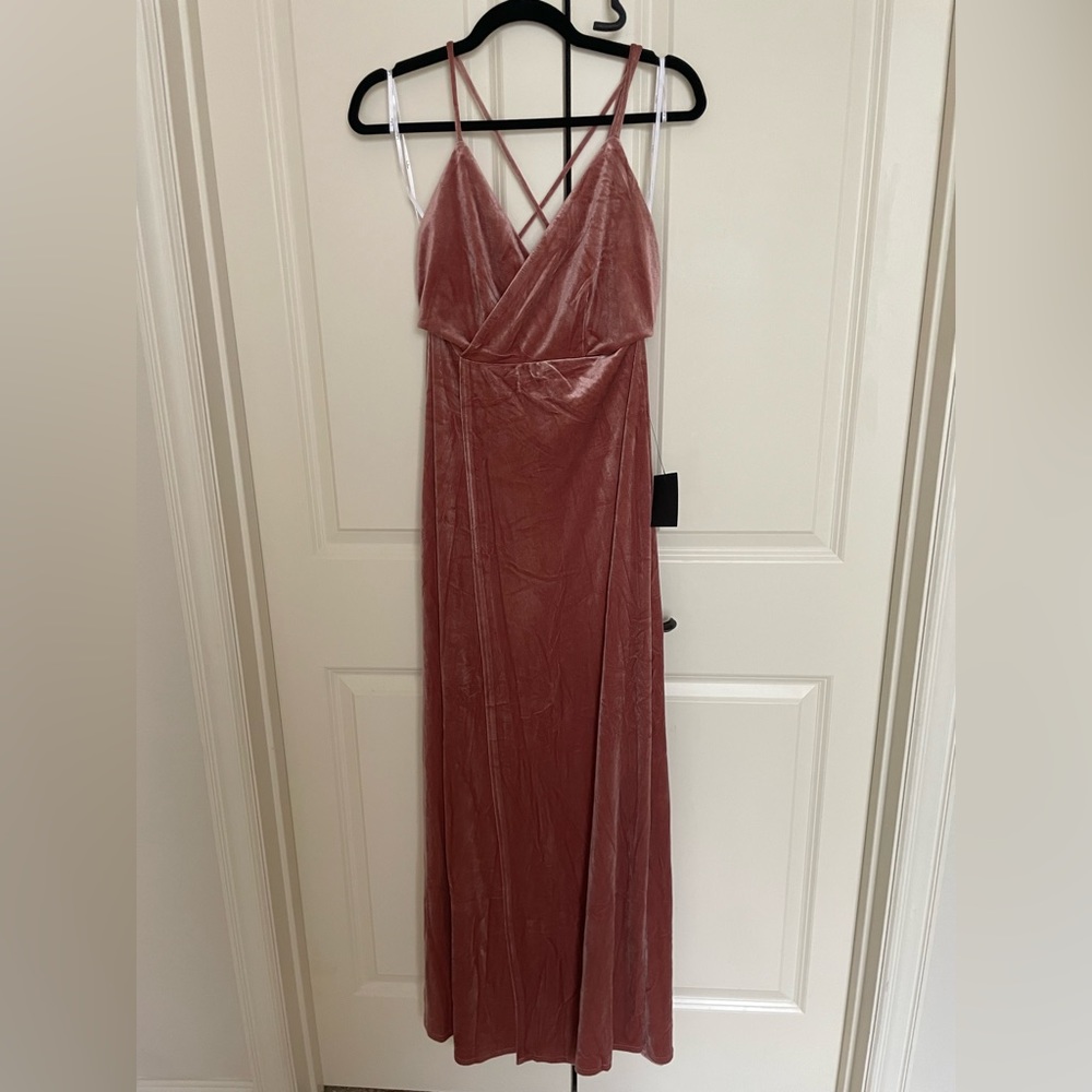 Lulus Whimsical Romance Mauve Velvet Faux-Wrap Maxi Dress. Medium. Never worn